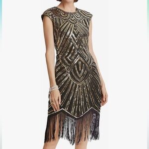 BABEYOND Women's Flapper Dresses 1920s Beaded Fringed Great Gatsby Dress